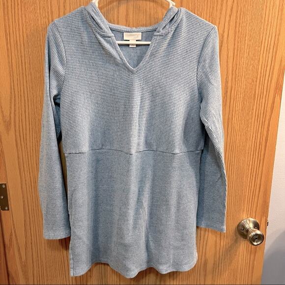 J. Jill Ribbed Keyhole Neck Hooded Top Size Small Petite - Picture 1 of 7